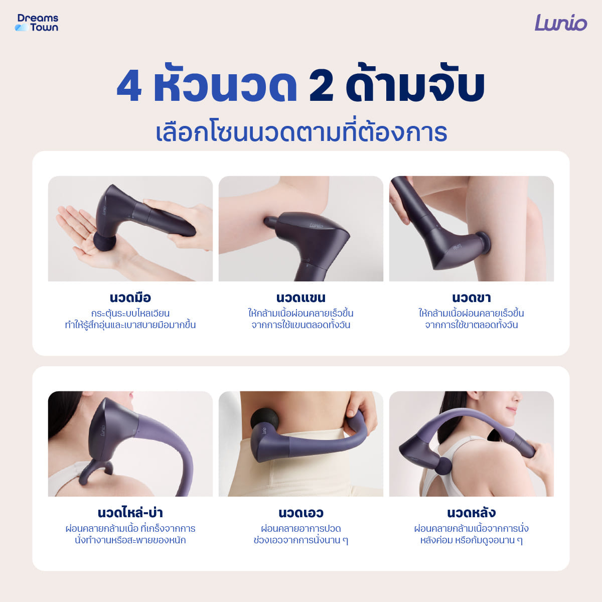 เครื่องนวดกล้ามเนื้อ LUNIO MASSAGE GUN ปืนนวดไร้สายปรับสั้นยาวได้_5